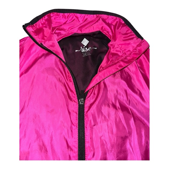 LulaRoe LLR Rise Hot Pink & Black Full Zip Windbreaker Jacket With Mesh Small - Picture 3 of 6